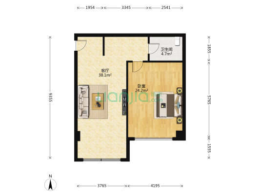 通达大厦 1室1厅1卫 91平方