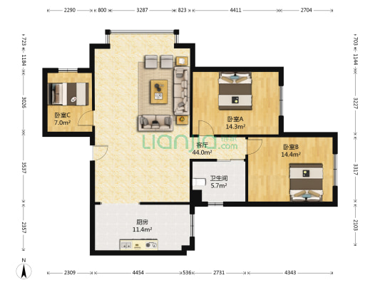 特检综合楼 3室1厅1卫 138平方