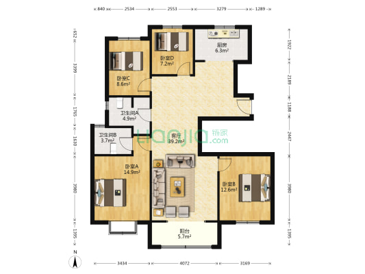 玫瑰园(丰县) 4室1厅2卫 130平方