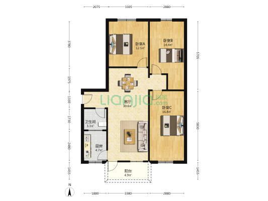 富成楼 3室1厅1卫 108平方