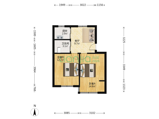 教苑新村 2室1厅1卫 52平方