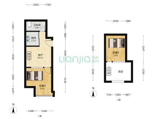 w公馆 2室1厅1卫 38平方