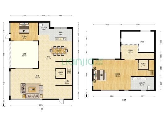 福州院子C区 2室2厅2卫 230平方