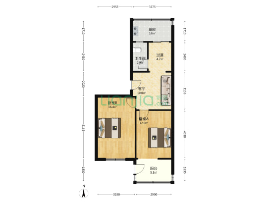 永泰街为公里12号 2室1厅1卫 68平方