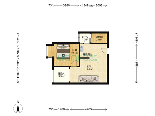 祺山品阁 1室1厅0卫 44平方