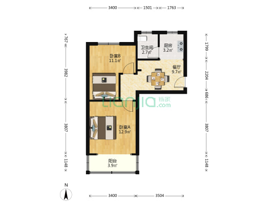 虹福小区 2室1厅1卫 54平方