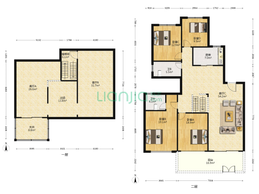 嘉福花园洋房 4室3厅2卫 156平方