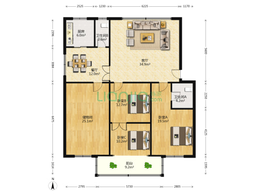 东苑新村 3室2厅2卫 155平方