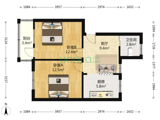 固陵路 2室1厅1卫 58平方