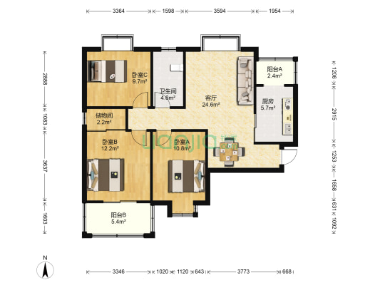 康居花园 3室1厅1卫 105平方