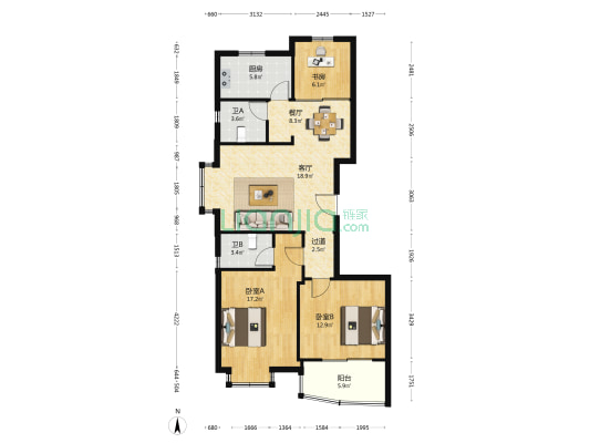 宁静居 3室2厅2卫 111平方