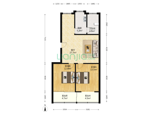 洪都中大道 2室1厅1卫 87平方