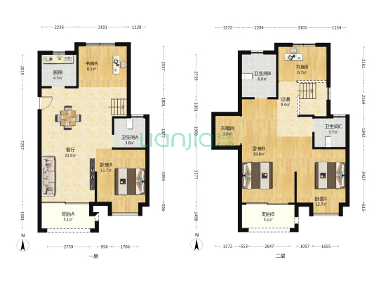 天乾湾花苑 5室1厅3卫 171平方