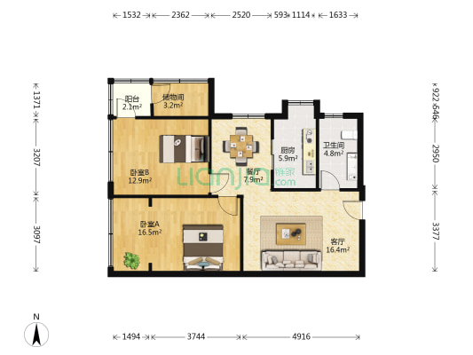 前进一路276号 2室2厅1卫 77平方