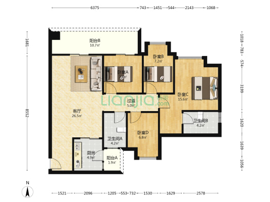 奥园翡翠澜湾 4室1厅2卫 117平方