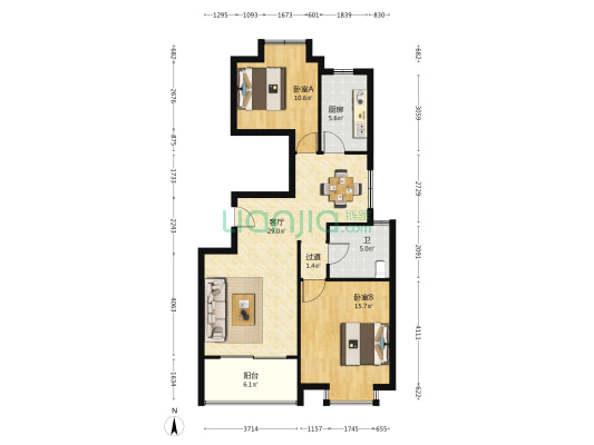 时代观邸 2室1厅1卫 99平方