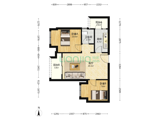 中国摩五期檀香佳苑 2室1厅1卫 66平方
