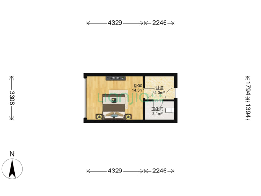 金茂礼都 1室0厅1卫 31平方