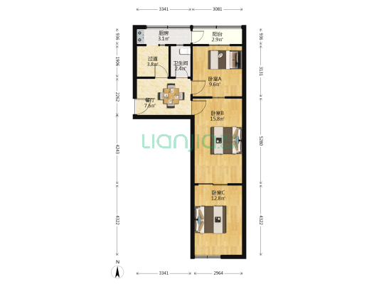 盐业公司家属院 3室1厅1卫 57平方