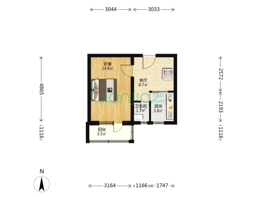 小马厂南里 1室1厅1卫 42平方