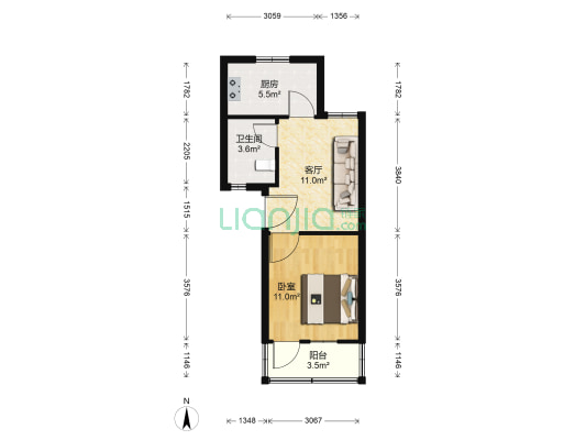 星月小区 1室1厅1卫 47平方