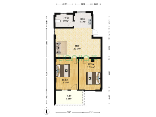 市环保宿舍 2室1厅1卫 71平方