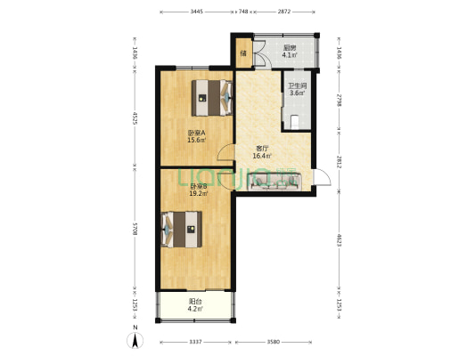 省电建三公司宿舍 2室1厅1卫 76平方