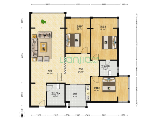 南兴路58号 3室1厅2卫 136平方