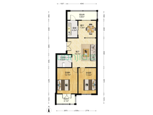 公务员小区 2室2厅1卫 88平方