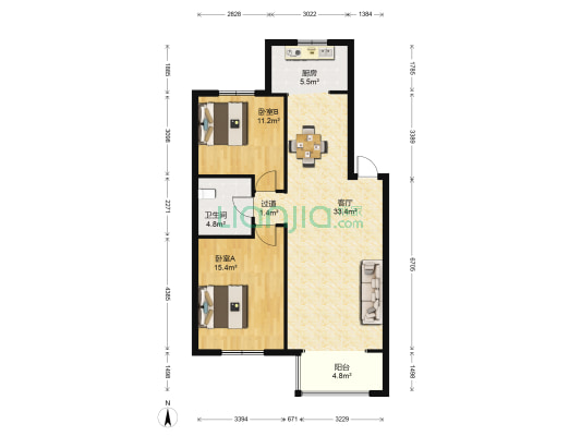 富春居 2室1厅1卫 100平方