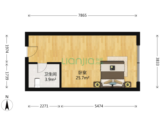 华茂贵宾楼 1室0厅1卫 42平方