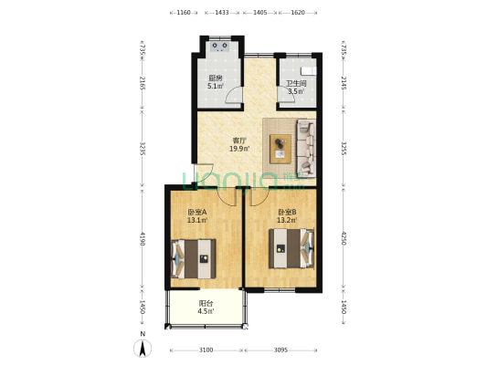薇西小区 2室1厅1卫 72平方