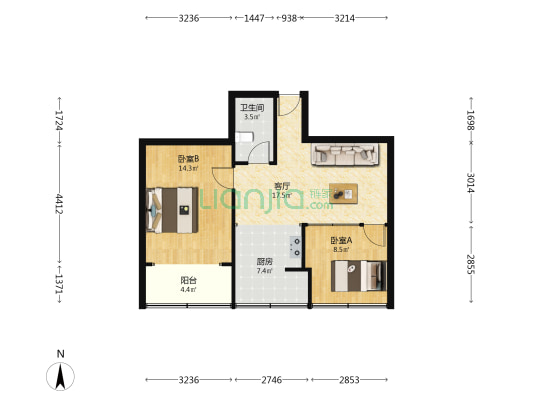 省进出口贸易公司家属院 2室1厅1卫 56平方