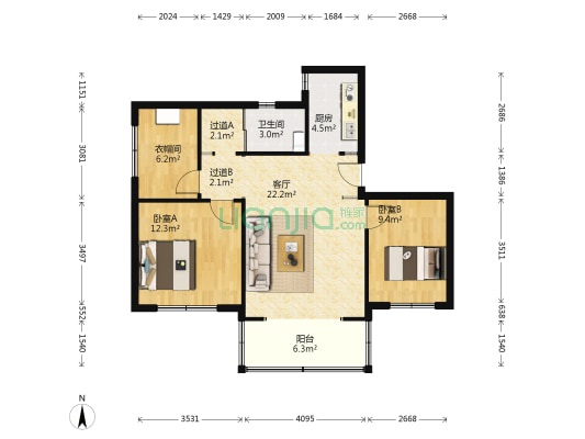 文城巷 2室1厅1卫 85平方