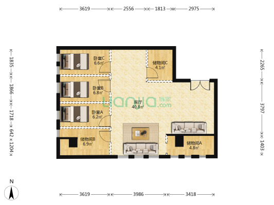 天业国际 3室1厅0卫 113平方
