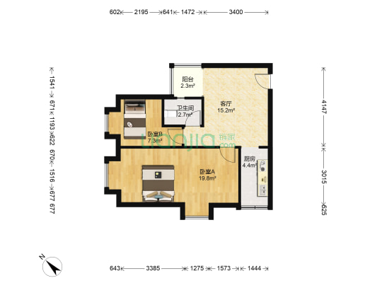安厦花园 2室1厅1卫 62平方