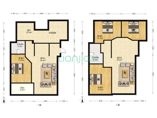 丹枫白露 4室3厅2卫 172平方