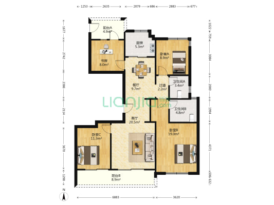 湖悦章府 4室2厅2卫 138平方