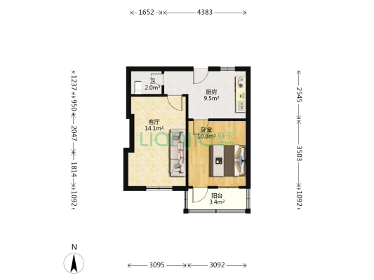升平路 1室1厅1卫 52平方