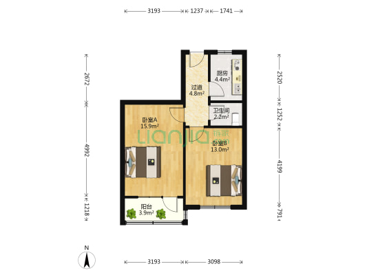 磁山路 2室0厅1卫 56平方