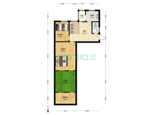 许昌市物资局家属院 2室1厅1卫 53平方