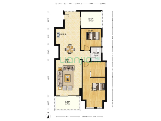 中天金海岸天骄苑 2室1厅1卫 93平方