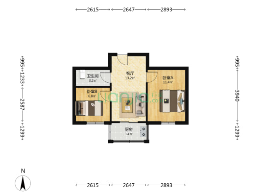 广和园 2室1厅1卫 47平方