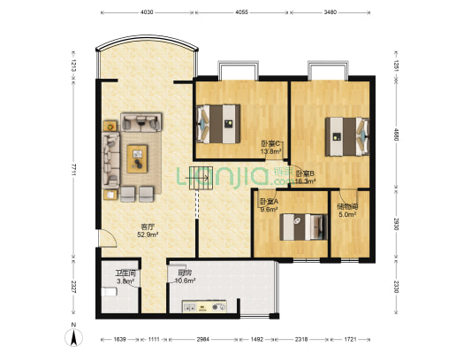 香木林馨苑 3室1厅1卫 115平方