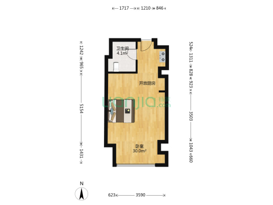 南苏州中央鼎寓 1室0厅1卫 54平方