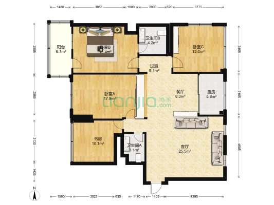 民丰社区双雁小区 4室2厅2卫 125平方