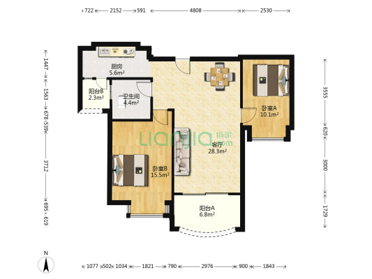 美景康城 2室1厅1卫 91平方
