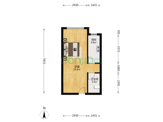 金大地悦澜公馆 1室0厅1卫 54平方