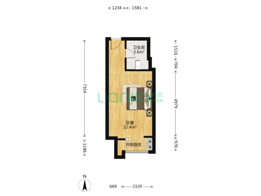 米兰公馆 1室0厅1卫 40平方