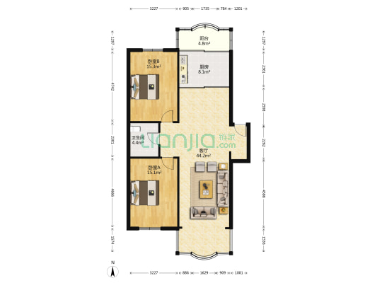 运动家园 2室1厅1卫 110平方